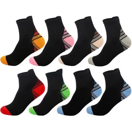 8 Pairs Compression Socks for Women and Men, Plantar Fasciitis Arch Support Low Cut Running Gym Compression Foot Socks