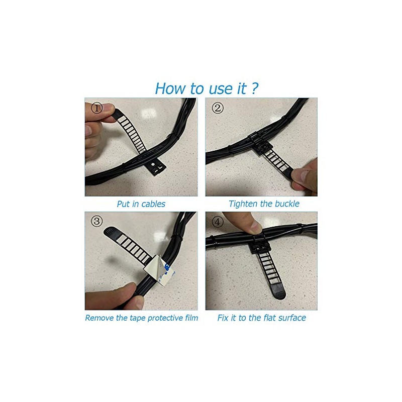 Adjustable Adhesive Cable Ties for Home and Office Organization