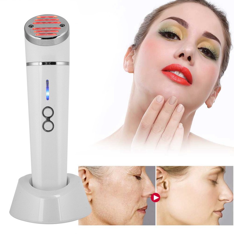 Portable Photon Red Blue Light Facial Hot Compress Massage Anti
