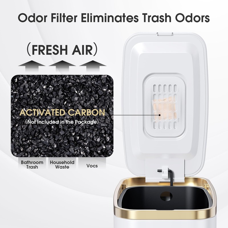 CEROELDA Small Bathroom Trash Can with Lid Soft Close-5L/1.3 Gal