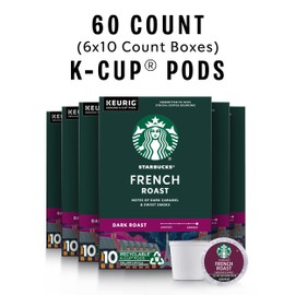 Starbucks K-Cup Coffee Pods, Dark Roast Hot or Iced Coffee, French Roast, 60 Keurig Pods