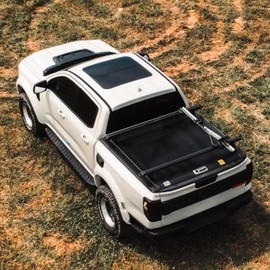 Su ying Van Roof Ladder Rack, 2 Bars, Heavy Duty Aluminum Roof Rack Cross Bar(Drilling Required) Universal Pickup Topper Ladder Rack(Black)