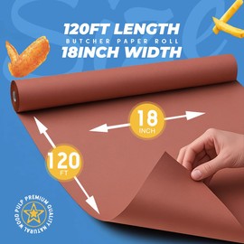 PH PERKHOMY Pink Butcher Paper Roll 18" x 1440" (120') for Smoker BBQ Grilling Smoking Meat Unbleached Uncoated Unwaxed (Pink, 18" x 120')