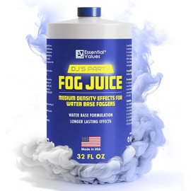 Essential Values Fog Machine Liquid - Fluid for Smoke Machine Fog - Long-Lasting Fog Juice - Medium Density Smoke for Water-Based Foggers - For 400-1500 Watt Machines