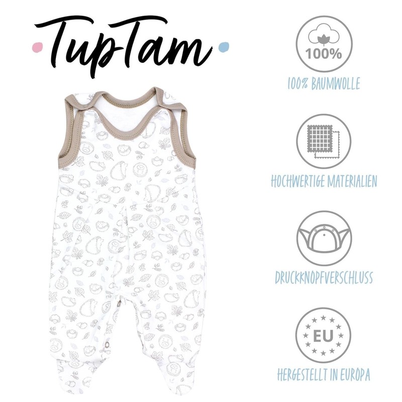 TupTam Baby Girls' Romper with Foot, Pack of 3, Hedgehog
