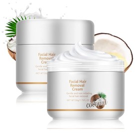 Crema Depilatoria Facial, Crema Depilatoria Facial De Coco Para Labio Superior Y Mentón Para Mujeres, Depiladora Facial Para Mujer Para Piel Sensible, Suave Y No Irritante (2P