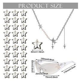 JDRGJTH 30PCS Y2k Jewelry Set,Star Hair Clip,Y2k Sunglasses and Grunge Necklace,Silver Jewelry Y2k Star Set,Non Slip Star Hair Accessories,Therian Accessories for Women Men