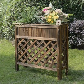 Convenience Concepts Designs2Go 36" Patio Planter in Weathered Cedar Cinnamon Wood Finish