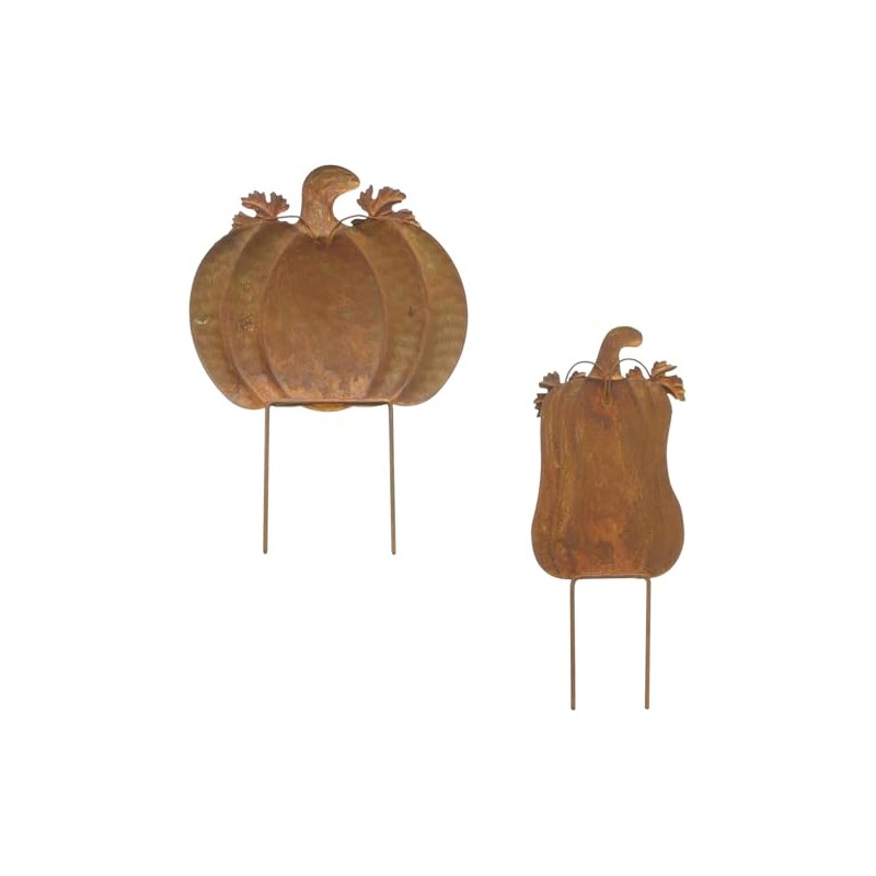 FRANK FLECHTWAREN Autumn stake pumpkin, set of 2, metal, rust