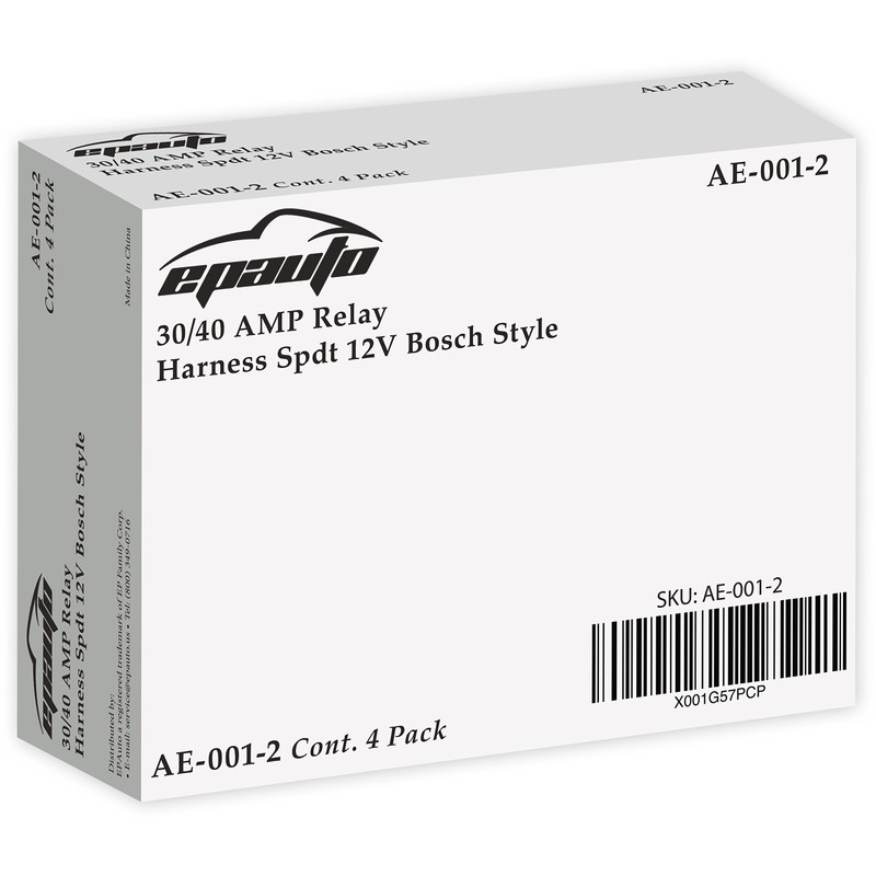EPAuto 30/40 AMP Relay Harness Spdt 12V Bosch Style -