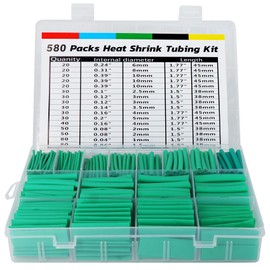 ASHINER Green Heat Shrink Tubing Kit - 580Pcs EVA Material in 11 Sizes - Ideal for Electrical Insulation, Repairs, and Wire Connectors with User-Friendly Design and Storage Case