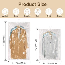 Flintronic Hanging Vacuum Storage Bags, 4pcs(2 Long 135x70CM & 2 Short 110x70CM) Vacuum Compression Zipper Storage Bags, with Electric Pump, for Clothes, Suits, Dresses, Coats or Jackets