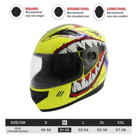 DOT Youth Helmet Off-Road Motocross Full Face Helmet ATV Dirt Bike Racing for Youth Child Kids Big Shark Mouth Pattern