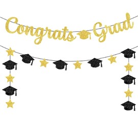Congratulations Banner, Graduation Banner, Congratulations Decorations, Congratulations Graduation Banner, Graduation Party Supplies, Congrats Grad Decorations (Gold)
