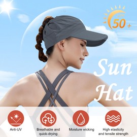 TAGVO Baseball Cap Women's Summer Sun Visor Quick Drying Baseball Cap, UV Protection, Lightweight, Foldable, Breathable Running Sports Cap, Ponytail Adjustable Baseball Cap, Golf Cap for Outdoor Use