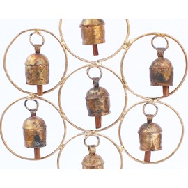 DeKulture Bell Metal Circular Ghantada Wind Chime Hanging Bells for Home Garden Balcony Decor Ideal for New Year Anniversary Birthday Party Decoration (Brown) 9X11.5 (DH) Inches