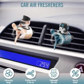 2pcs Car Air Fresheners Cute Cartoon Dog Pilot Automotive Air Outlet Propeller Car Diffuser Creative Car Perfume Decoration for Car Vent Clips Comes with 8 Fragrant Tablets (Husky + Shiba Inu)