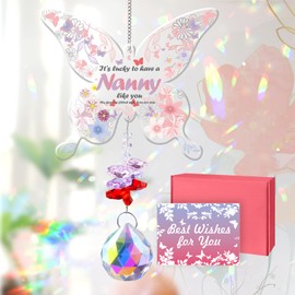 JYNTERPLAY Nanny Gifts Butterfly Crystal Suncatcher for Windows Birthday Presents for Nan from Grandchildren Sun catchers Hanging Ornament Decoration