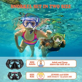 WACOOL Professional Snorkeling Snorkel Diving Scuba Package Set with Anti-Fog Coated Glass Purge Valve and Anti-Splash Silicon Mouth Piece for Men Women (Kids,Lake Blue)