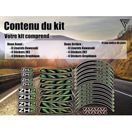 Complete Pack of Premium Quality Motorcycle Rim Stickers for Kawasaki ZH2 (2 Wheel Stickers) (Orange)