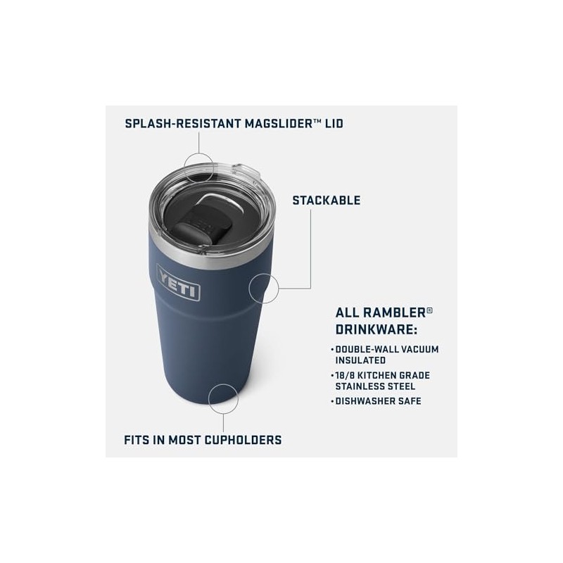 YETI Rambler Cup, Vacuum Insulated Stainless Steel Stackable Cup with