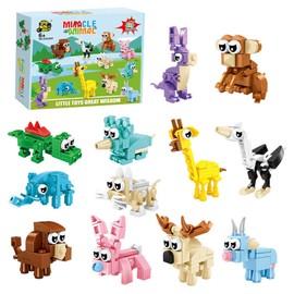 Afufu Party Bag Fillers for Kids Goodie Bags, 12 Packs Animal Building Blocks, Party Bag Favors Supplies Toys School Classroom Rewards Prize, Birthday Valentines Christmasm Gifts Stuffers