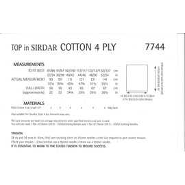 Sirdar Cotton 4ply 100g - Spring 2016 Knitting & Crochet Patterns (7744 Top)