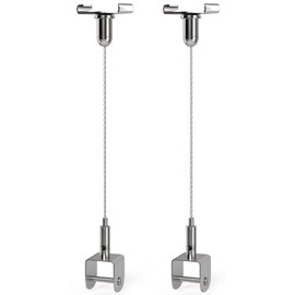 iMount ICMKT Pair of 1-Way Ceiling Hanging Kits for Panels/Screens/Signage w/ 2m Steel Wire & Twist-On T-Bar Clip, 16kg Load