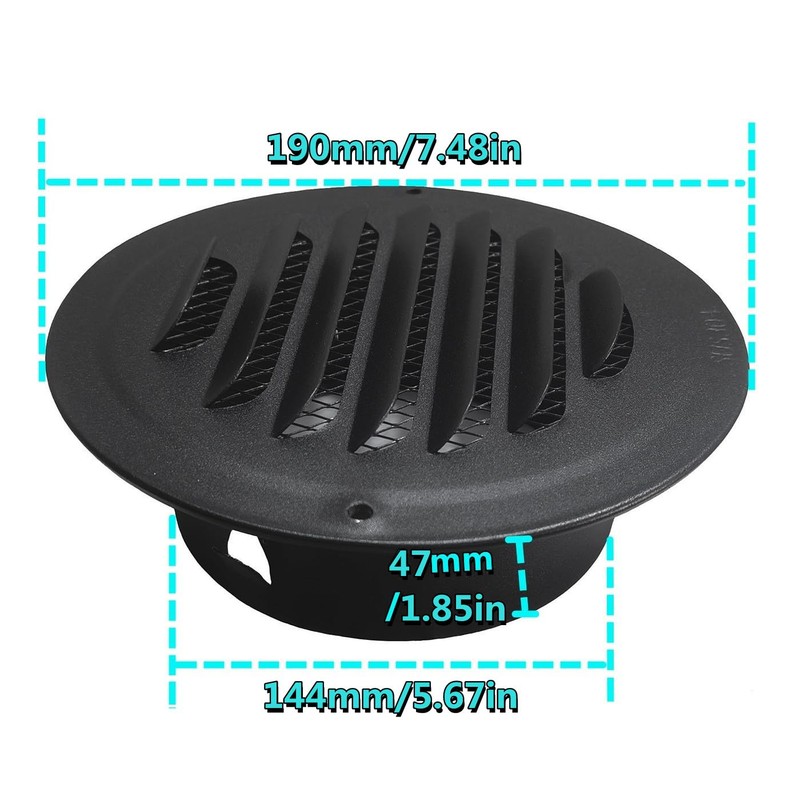 JSIXASO Ventilation Grille 150 mm Black Stainless Steel Exhaust Air