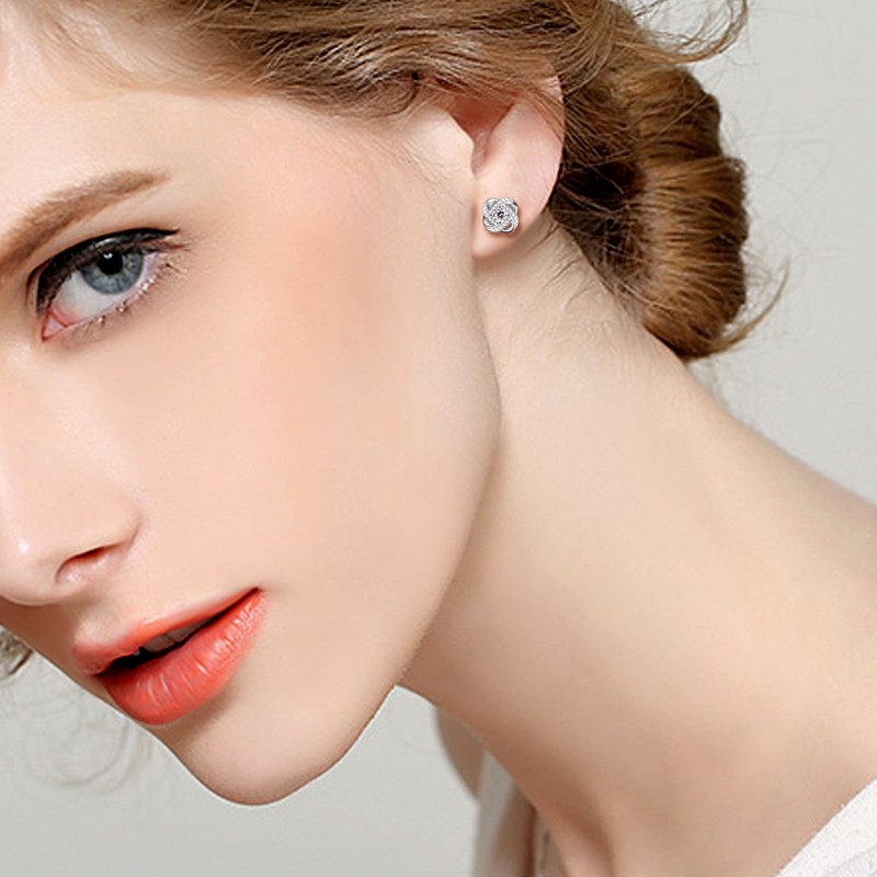 B.Catcher Earings for Woman Silver Earrings Studs Cubic Zirconia Gemini