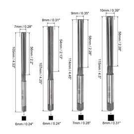 sourcing map 9pcs Hand Reamers Set 2mm 3mm 4mm 5mm 6mm 7mm 8mm 9mm 10mm H8 Metric Alloy Steel Reamer Bit Straight Flutes Steel Cutting Tool for Metal Wood Hole Reaming