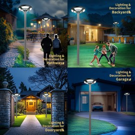 Locontifni Solar Lamp Post Light Outdoor Waterproof, 750 LED Dusk to Dawn Solar Street Light for Yard Garden Driveway, Motion Remote Lamp Post Head Replacement, Fit 3" & 2 3/8" Pole(Pole Not Included)