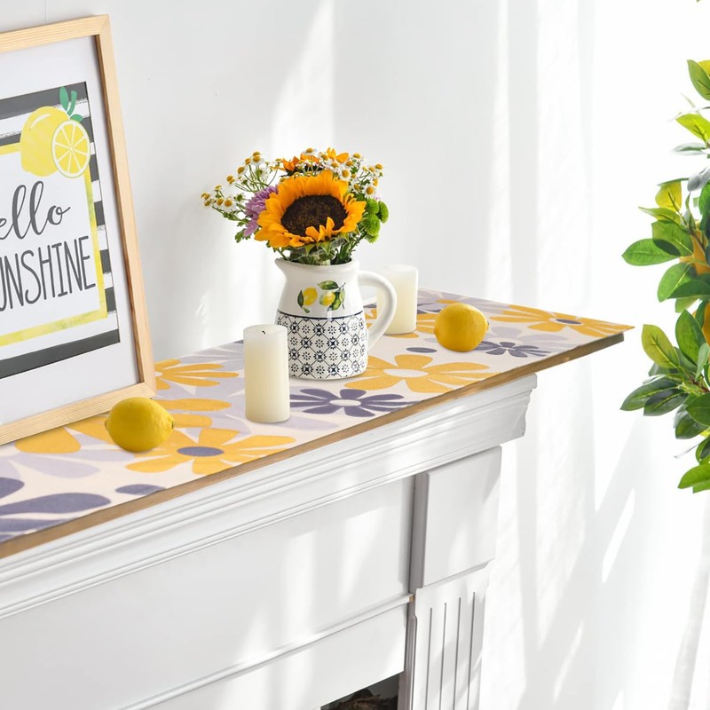 Table Runner Flowers Modern Yellow Grey Table Runner Tablecloth Restaurant
