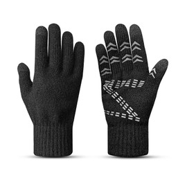 LOKZEER Winter Gloves: Touchscreen Anti-slip Knit Thermal Gloves Warm Cold Weather Men Women for Running Cycling - Black