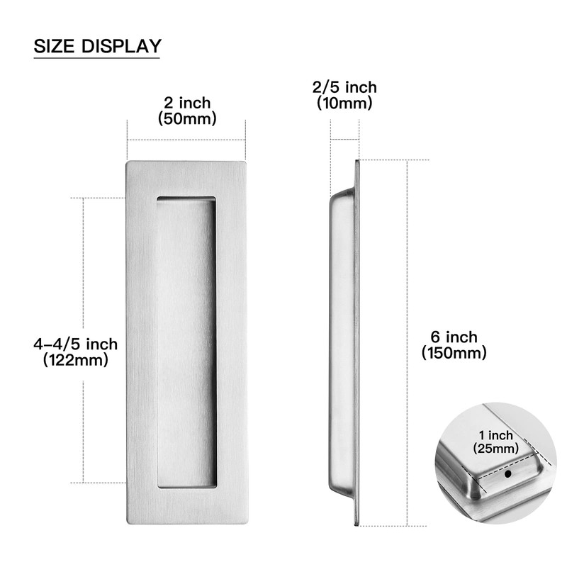 Ravinte 4 Pack Brushed Nickel Sliding Closet Door Handles Silver