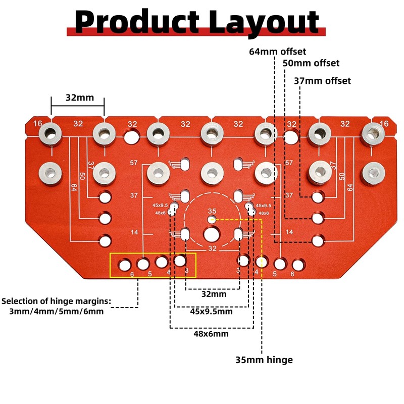 Acshio Shelf Pin Jig and Hinge Jig, Two-in-One Adjustable Shelf