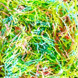 Lridescent Rainbow Easter Grass Crinkle Cut Paper, Raffia Basket Shreds Tissue Paper for Easter Egg Hunt, DIY Gift Packaging, Party Favors Decoration-100g /3.53oz(Rainbow)