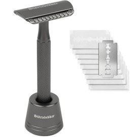 Störtebekker® Premium Shaving Stand 'Oslo' in Set with Störtebekker Premium Safety Razor 'Oslo' in Black - Elegant Matte Look, Non-Slip Handle, Solid Stand - Shaving Set Men - Gift Idea