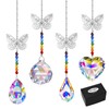 MerryNine クリスタルサンシャインキャッチャー カラフルなハート/ピパ/ロンガン/クリスタルプリズムボール+バタフライペンダント 窓辺 レインボーハンギング ホームガーデン 窓 車の装飾 クリスマスツリーデコレーション 4個