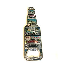 SUREG Florida Fridge Magnet Bottle Opener - Various designs Retro Collage Collectible Souvenir Bottle Opener 1 Item (South Beach Retro Cars)