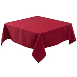 Biscaynebay Textured Fabric Christmas Square Table Cloth 60x60 Inch, Red Water Resistant Spill Proof Tablecloths for Dining, Kitchen, Wedding and Parties, Machine Washable