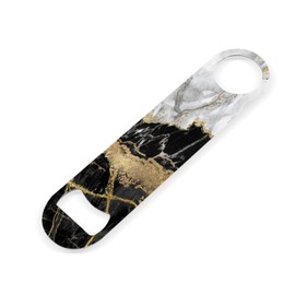 2 PACK Beer Bottle Opener, Stainless Steel Flat Bottle Openers,7 inch Metal Decor,Black And Golden Marble