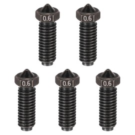 MECCANIXITY 5 Pcs 0.6mm 3D Printer Extruder Nozzles 1.75mm Filament Hardened Steel Print Head High Speed Temperature Packed Wear Resistance Nozzle (21x7mm)