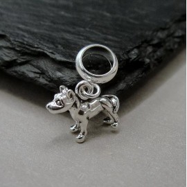 Unbranded 925 Sterling Silver Pit Bull Terrier Dangle Bead Charm - fits European Bracelets