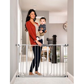 Regalo Easy Step 49-Inch Extra Wide Baby Gate, Includes 4-Inch and 12-Inch Extension Kit, 4 Pack of Pressure Mount Kit and 4 Pack of Wall Mount Kit, Platinum