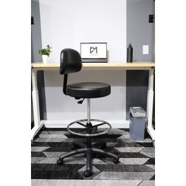 Chair Master Adjustable Chair for Exam Rooms, Labs, Doctor and Dentist Offices. Easy to Clean! 19"-27" Seat Height. 18" Foot Ring (Medium Bench Height, Black)