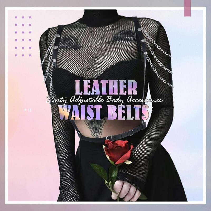 GEMILY Leather Waist Belts Fashion Punk Black Belt Harness Belt