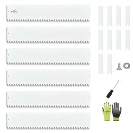 A ANLEOLIFE 6 Pack 40" LX 8" H Galvanized Steel Garden Landscape Edging for Straight and Mild Curved Lines, Bendable Lawn Border with Gloves and 10 Stakes (20FT Total) (8 inch Tall, Antique White)
