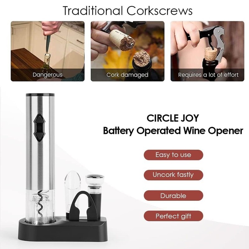 CIRCLE JOY 5-in-1 Electric Wine Opener Gift Set Stainless Steel