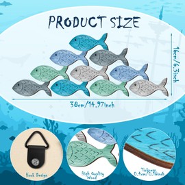 Beach Wall Decor Wooden Fish Wall Decor School of Fish Beach Bathroom Decor School of Fish Wall Art Ocean Themed Coastal Wall Decor Fish Decor for Home Indoor Outdoor, 14.96 x 6.3 Inch(Lively)